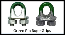 green pin wire rope grips